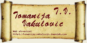 Tomanija Vakulović vizit kartica